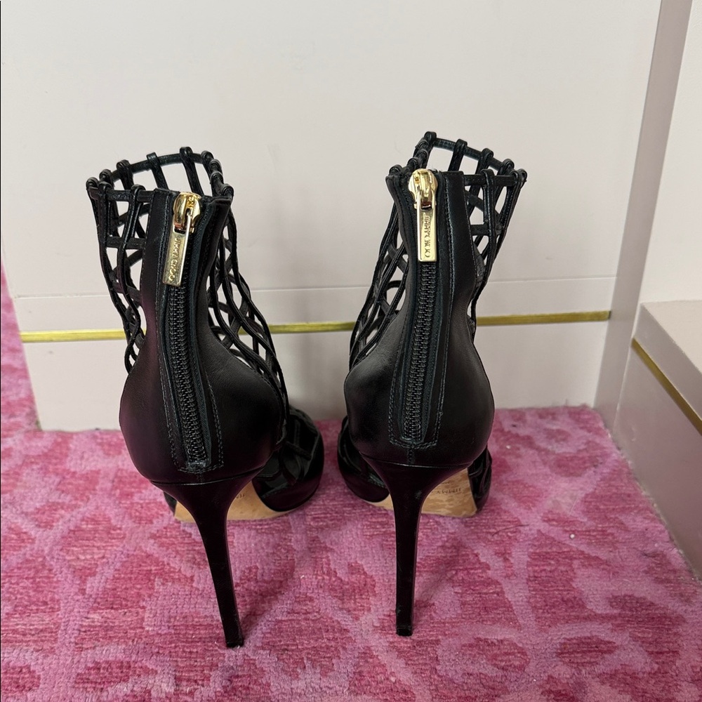 Jimmy Choo Black Cage Heels - Picture 4 of 9